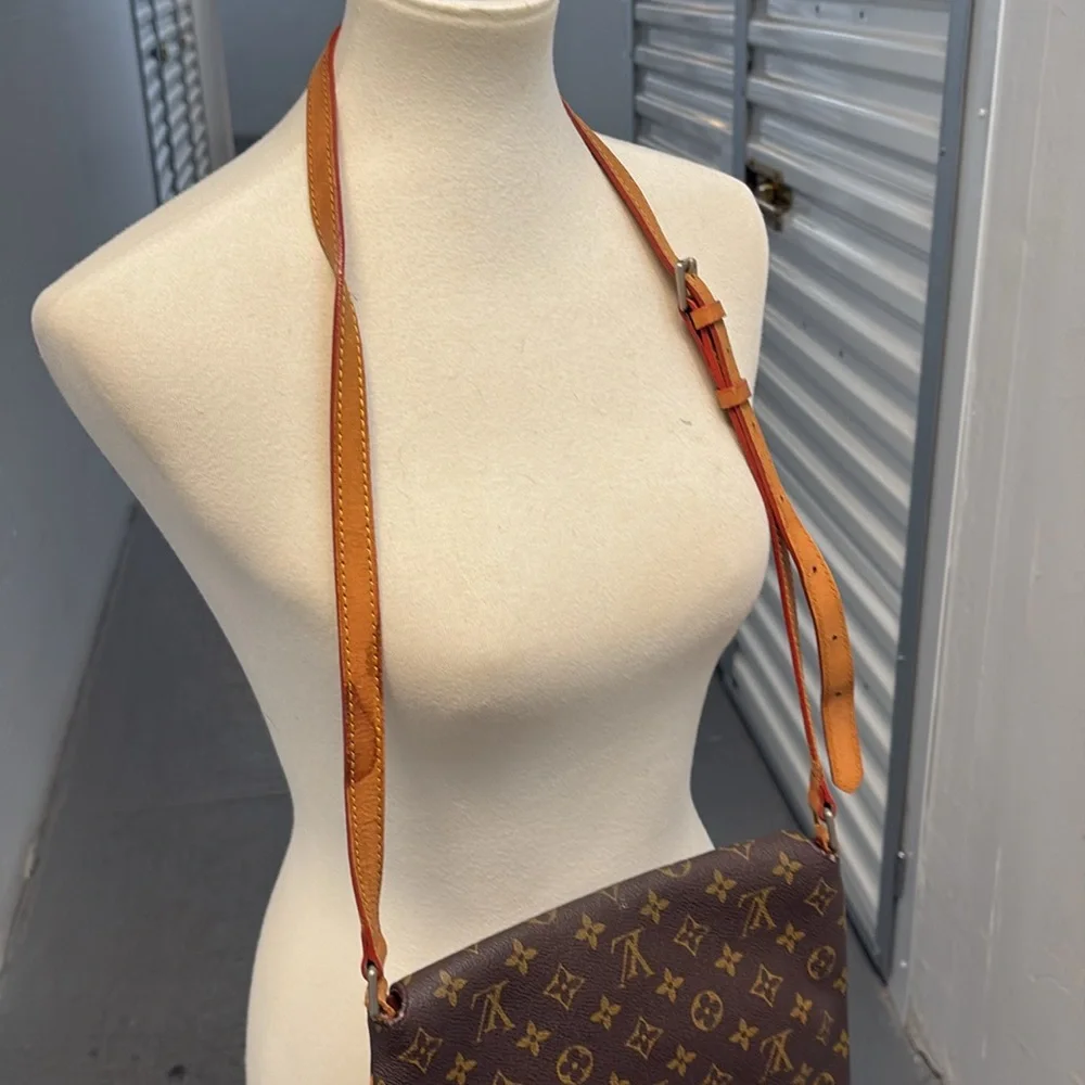 Louis Vuitton Brown Monogram Messenger Bag with Tan Strap